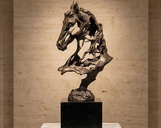 A Bronze Sculpture Of A Modern Open Horse Head 42cm