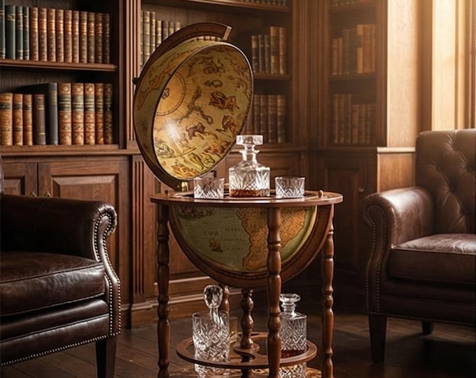 A Wooden Vintage Barglobe "Minerva Laguna" 93cm High