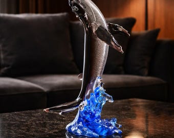 A Murano Style Glass Figurine Of A Whale 38cm