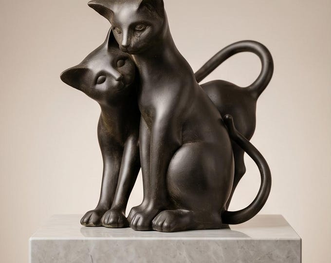 A Resin Figurine Of Two Cuddling Cats 25 cm