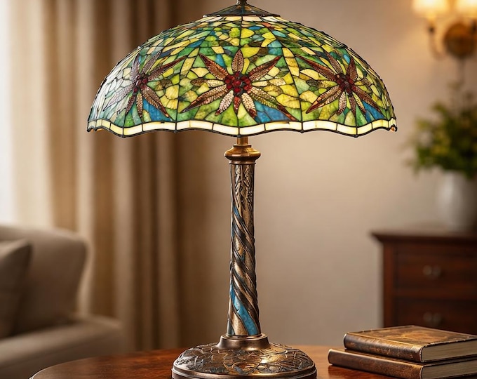 Vintage Tiffany Style lamp Dragonfly Art Nouveau 80cm