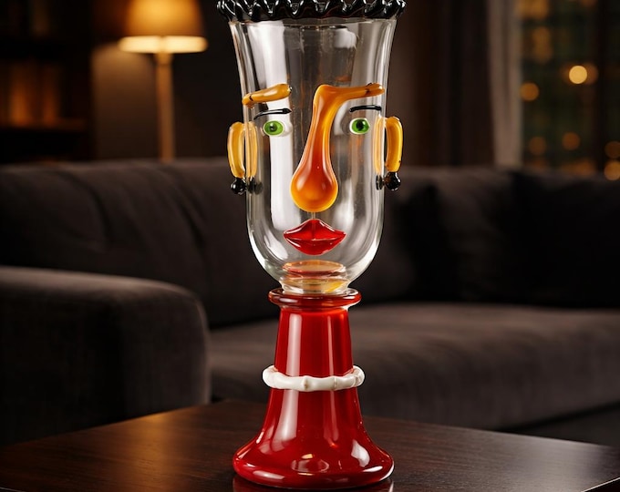 A Murano Style Glass Face Vase 51cm