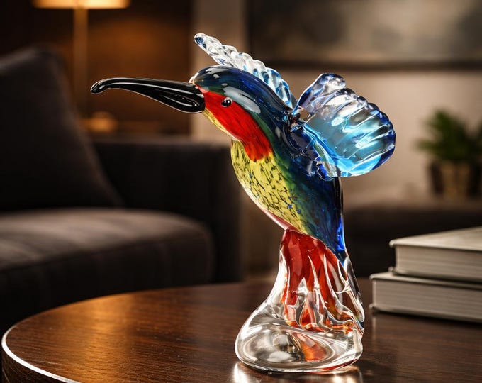 A Murano Style Glass Figurine Of A Kingfisher 20cm