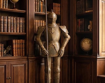 An Iron Knights Suit Of Armor With A Pollaxe 213cm High