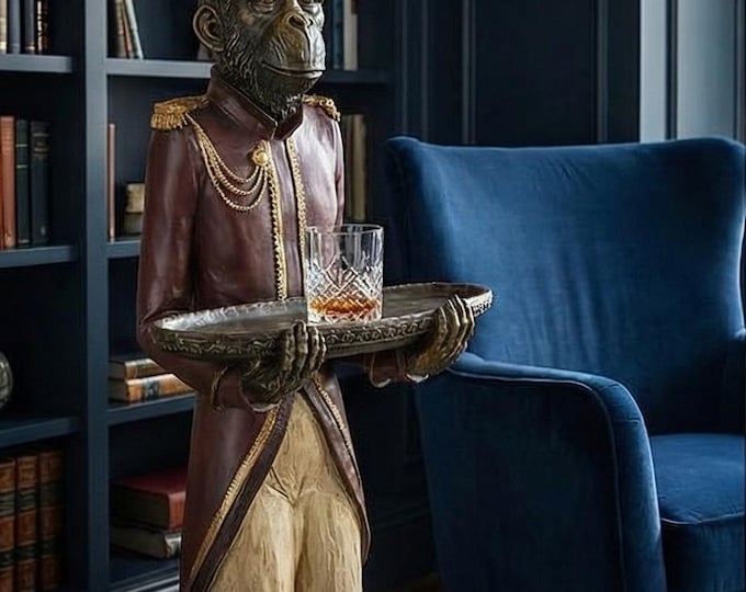 A Resin Figurine Of A Monkey Butler 98cm
