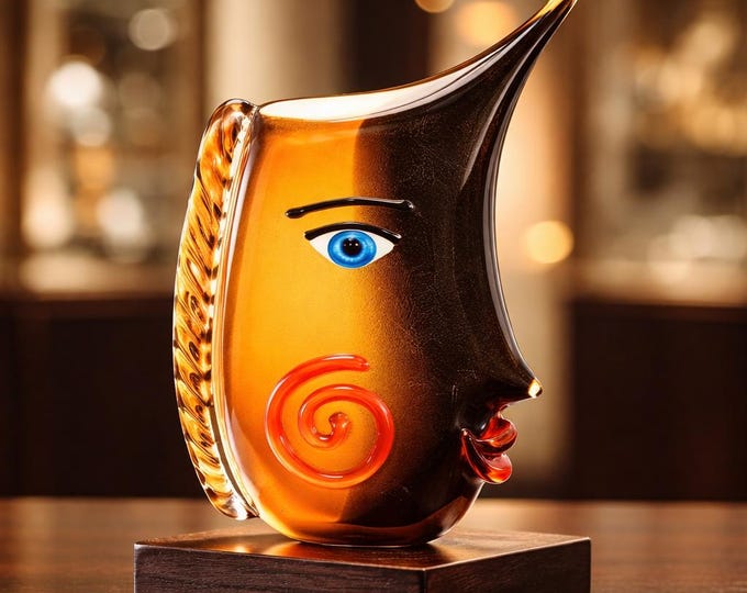A Murano Style Glass Face Vase 33 cm