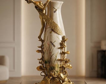 A Bronze Mounted "Libellule" Porcelain Vase, 36cm High