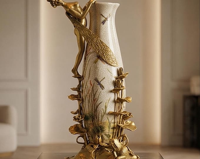 A Bronze Mounted "Libellule" Porcelain Vase, 36cm High