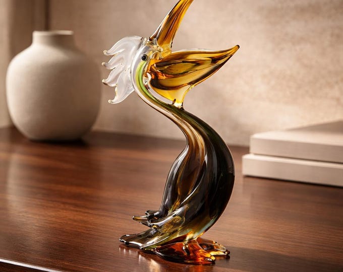 A Murano Style Glass Figurine Of A Pelican 37cm