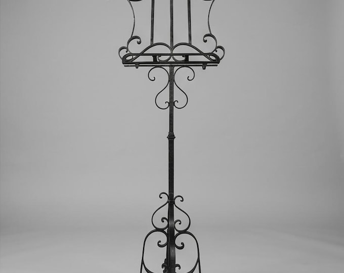 A Brown Iron Vintage Music Or Menu Stand, 135 / 170 cm, adjustable