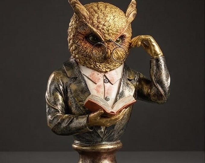 A Resin Figurine Of The Wise Owl, 35cm