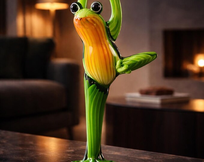 A Murano Style Glass Figurine Of A Standing Frog 48cm
