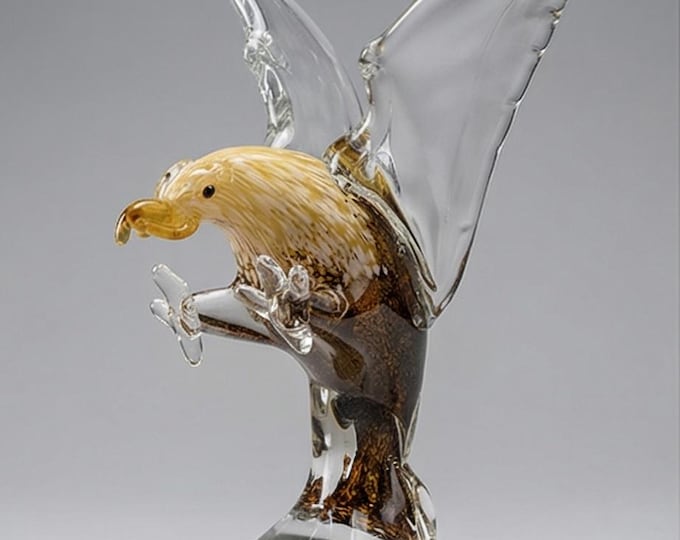 A Murano Style Glass Figurine Of An Eagle In Flight 27cm