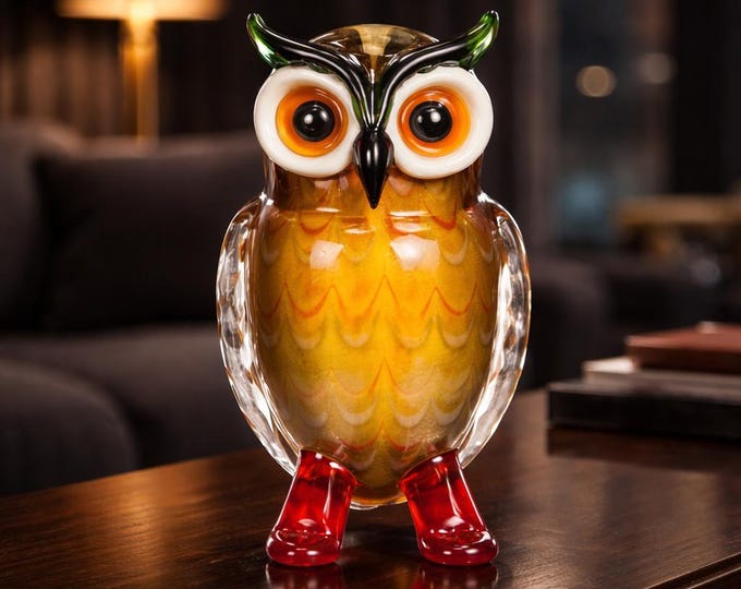 A Murano Style Glass Figurine Of An Owl 20.7cm