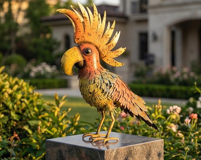 A Metal Sculpture Of A Cockatoo 53 cm