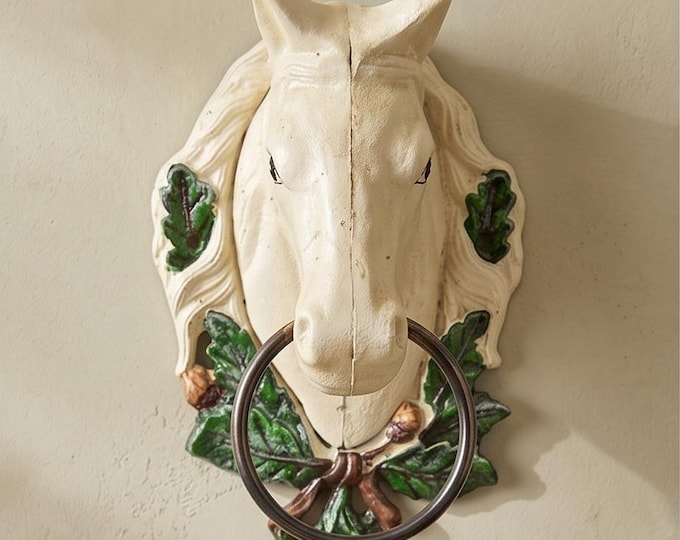 A Cast Iron White Horsehead Towel Holder 30 cm