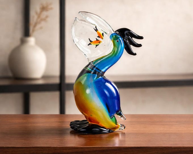 A Murano Style Glass Figurine Of A Pelican 26cm