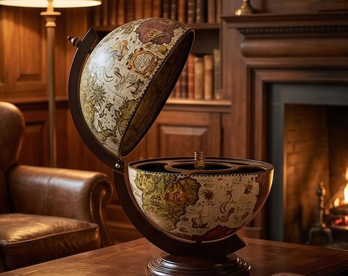 A Wooden Vintage Barglobe "Sfera Ivory"