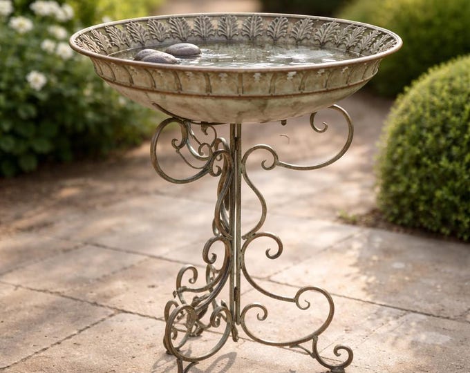 An Iron Bird Bath On Stand 67cm Bird Feeder