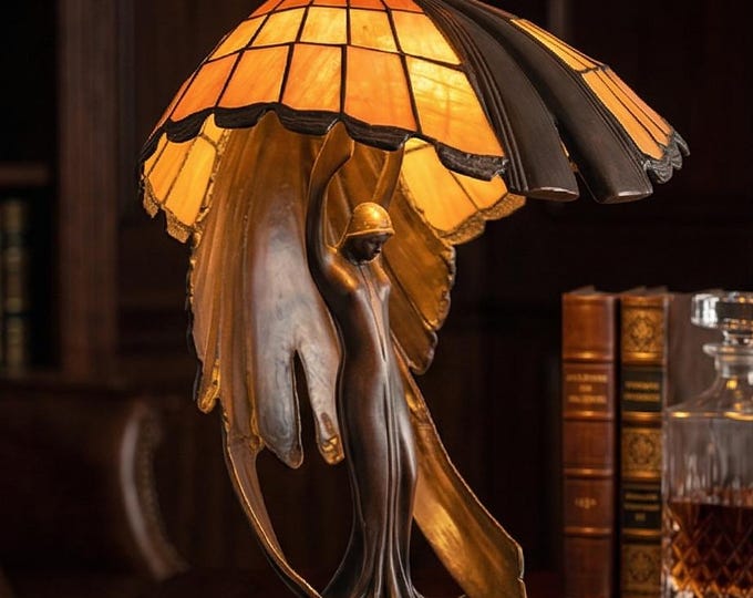 Vintage Tiffany Style lamp Flying Lady 65cm