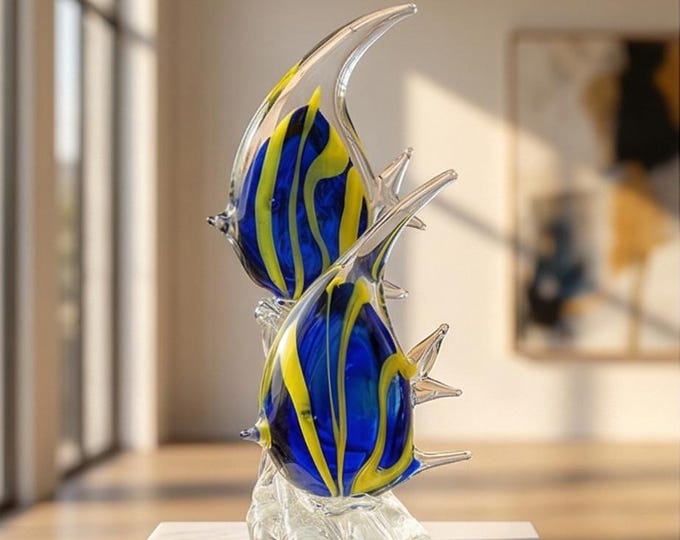 A Murano Style Glass Figurine Of A Pair Of Angelfish 30cm