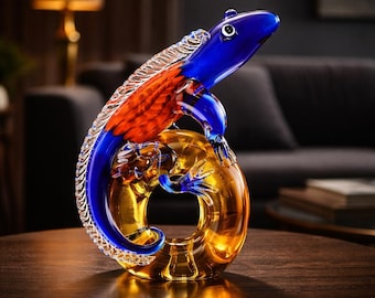 Een glazen beeldje van een hagedis in Murano-stijl, 24 cm