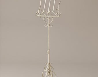 A White Iron Vintage Music Or Menu Stand, 135 / 170 cm, adjustable