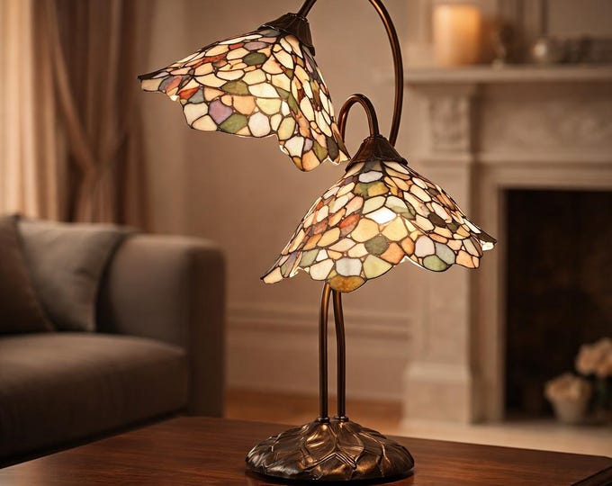 Iris Vintage Tiffany Style Flower Duo Design 59cm