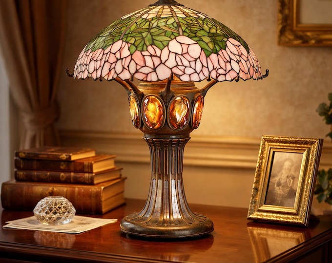 Vintage Tiffany Style lamp Cabbage Rose 70cm