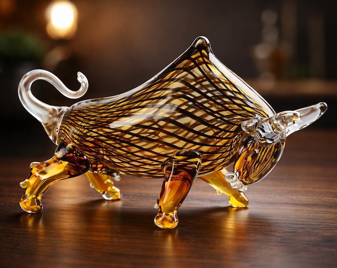 A Murano Style Glass Figurine Of A Bull 40cm "Twister"