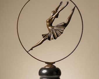 Art Deco Bronze Dancer Sculpture on Marble Base (49cm)