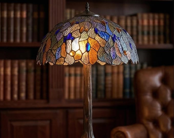 Vintage Tiffany Style Belle Époque Dragonfly Design 40cm