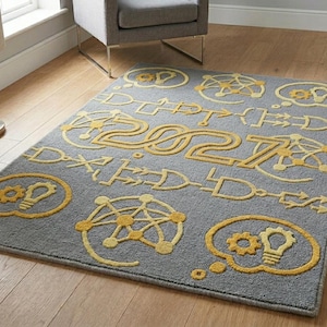 STEM Area Rug, AI Technology Rug, Science Classroom Decor, Coding Theme Carpet, Innovation Light Bulb Rug, Nerd Office Floor Mat, Tech Gift