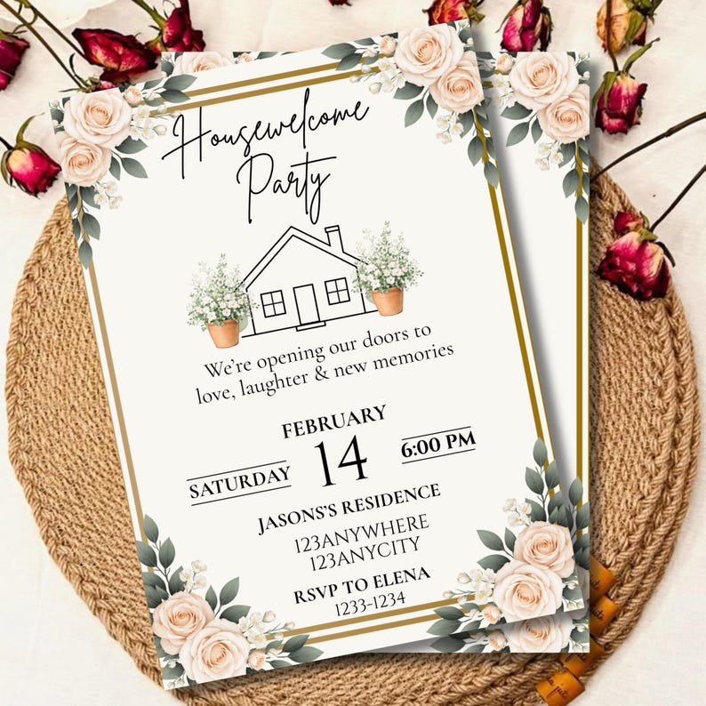 Housewarming Invitation Template Canva, New Home Party Invite, Editable ...