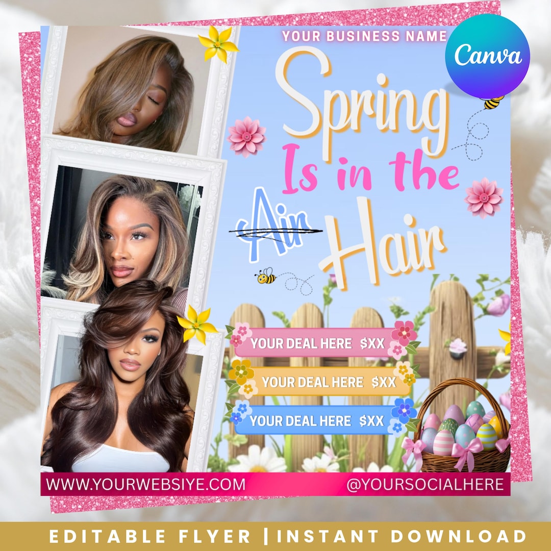 Spring Booking Flyer Template Hair Lashes Nails, Editable Canva ...