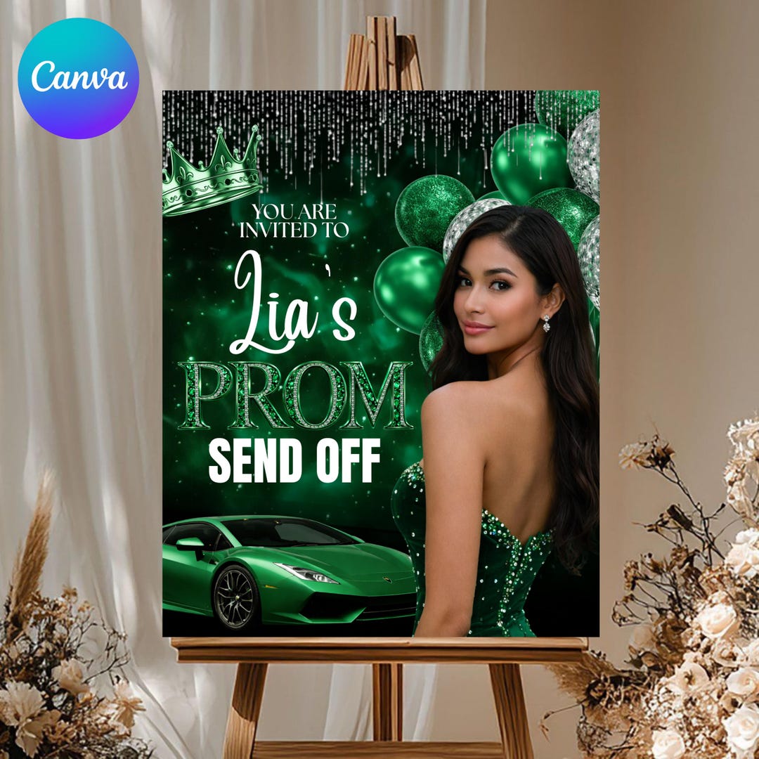Prom Incoming Sign Green Prom Send off Welcome Party Sign, Prom Queen Poster Sign With ...