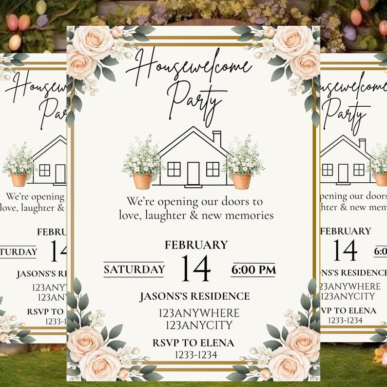 Housewarming Invitation Template Canva, New Home Party Invite, Editable ...