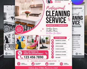 Cleaning Services Flyer, House Cleaning, Office Cleaning, Housekeeping, Cleaning Business,  DIY Text, instant download