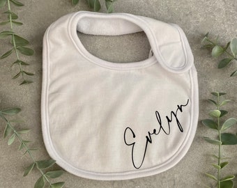 Personalized White Baby Bib