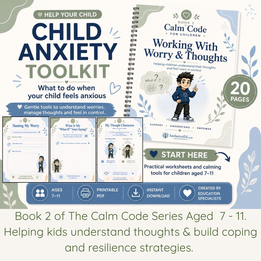 Child Anxiety Toolkit worry and thoughts workbook preview