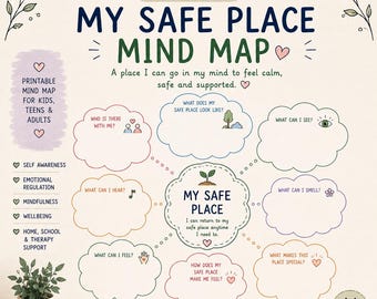 My Safe Place Mind Map Worksheet | Anxiety, Emotional Regulation (PDF Download)