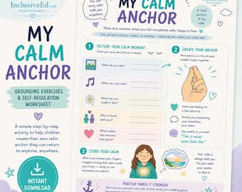 Fiche d'exercices « My Calm Anchor » | Exercice d'ancrage pour l'anxiété (téléchargement PDF instantané)