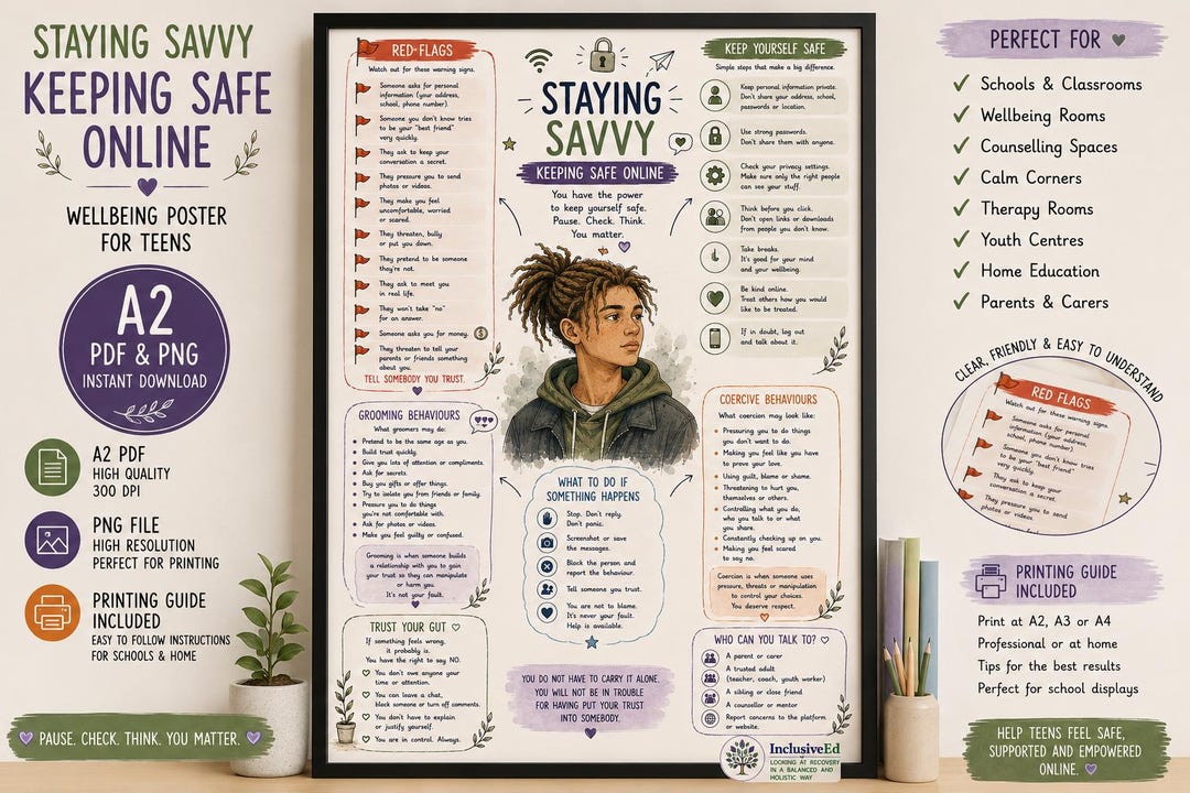 Teen online safety grooming and coercion awareness poster preview