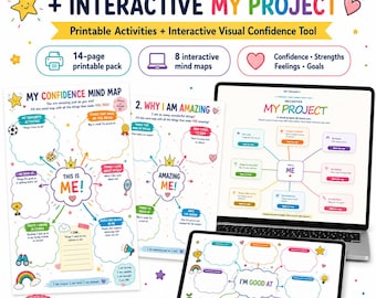 Self Esteem Activities for Kids build Confidence Mind Maps + Interactive Visualisation Tool  Neurodivergent Friendly