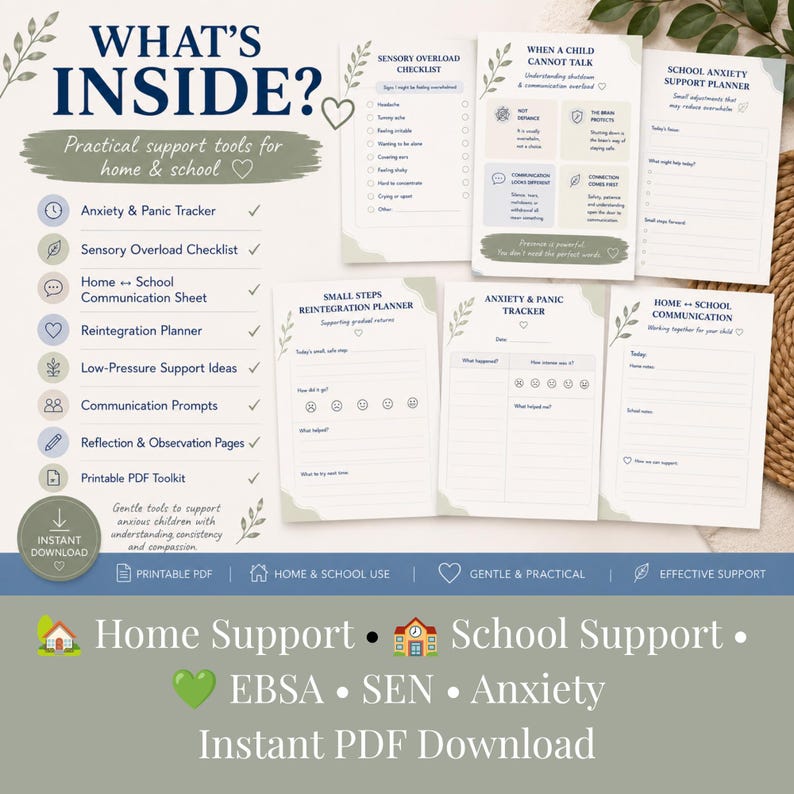 School Anxiety EBSA Support Toolkit | Emotional Regulation Printables ...