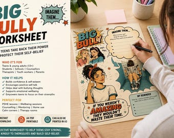 Big Bully Reflection Worksheet for Teens | Self-Esteem, Confidence (A4/A3 PDF)