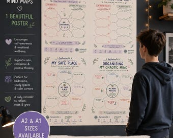 Interactive Wellbeing Poster, Anxiety Overthinking Mind Maps, Calm Corner (A1/A2)