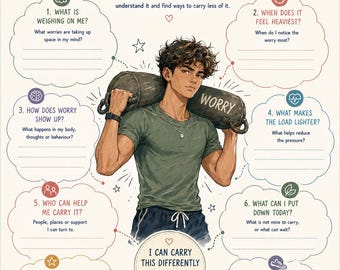 Lifting the Weight of Worry Poster and Worksheet (Digital Download)