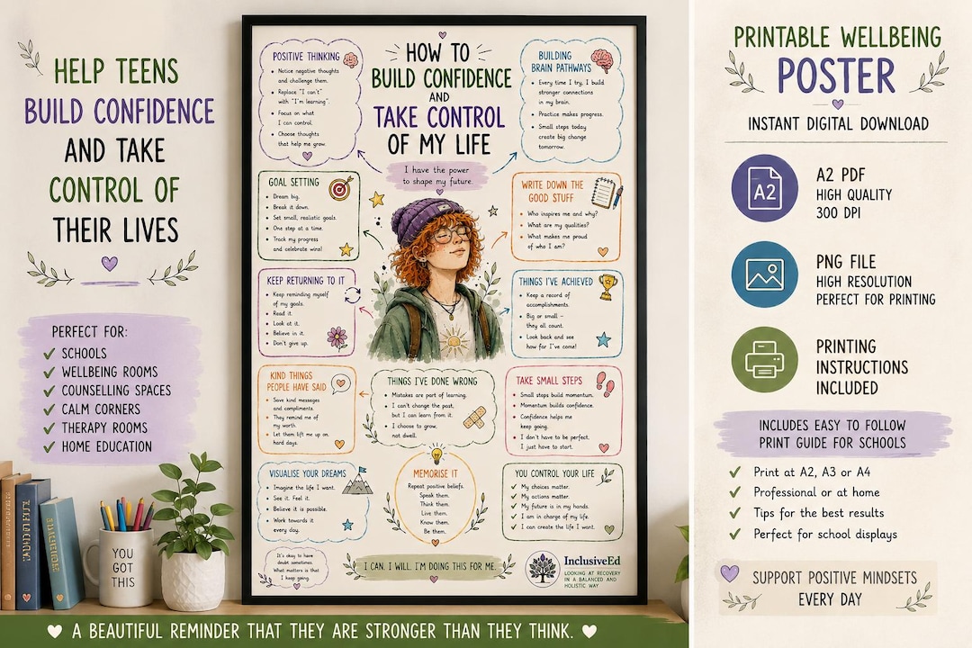 Teen confidence and growth mindset poster preview