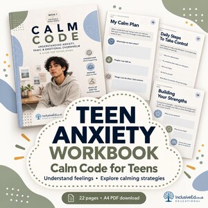 Teen Anxiety Workbook | Emotional Regulation & Panic Support for Overwhelmed Teens | Calm Code Printable Journal